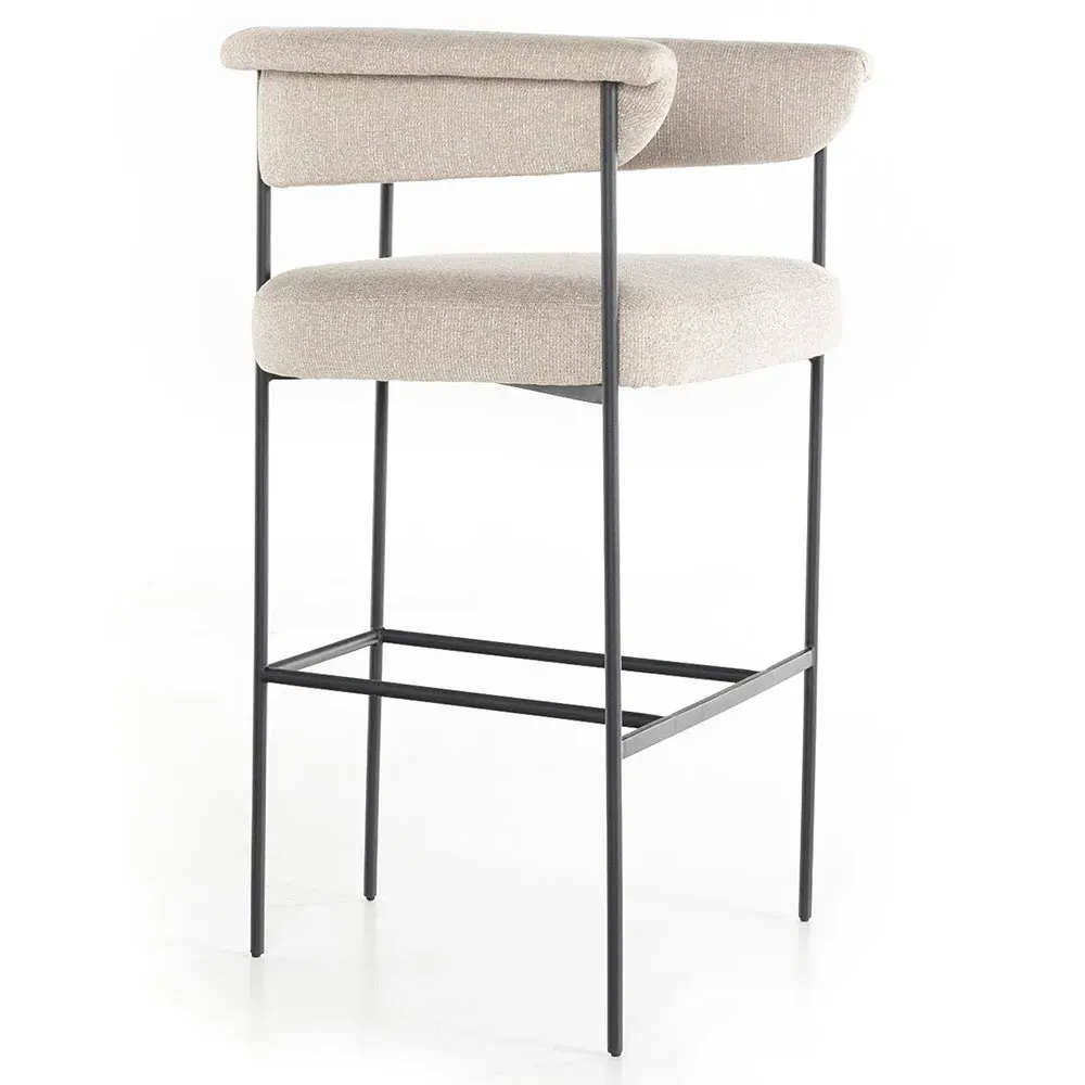 Penelope Barrel Bar Stool - Off White, Iron