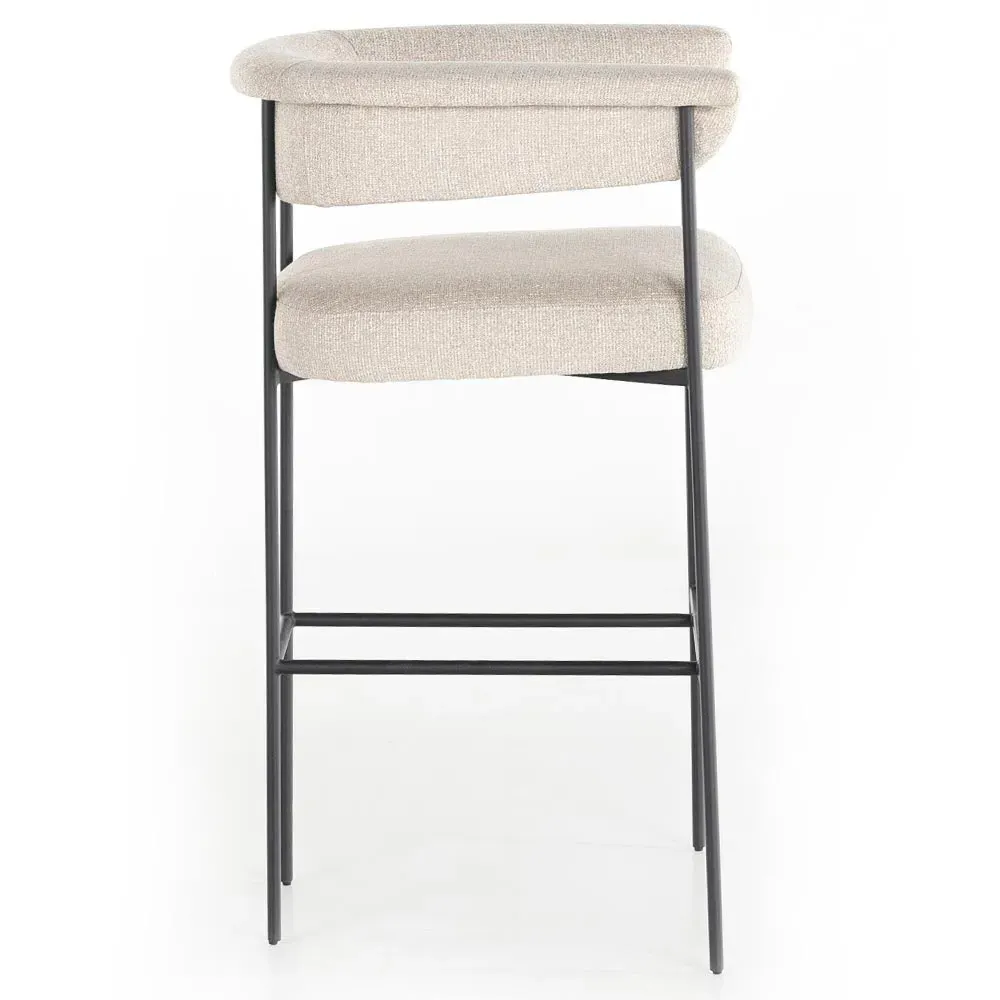 Penelope Barrel Bar Stool - Off White, Iron