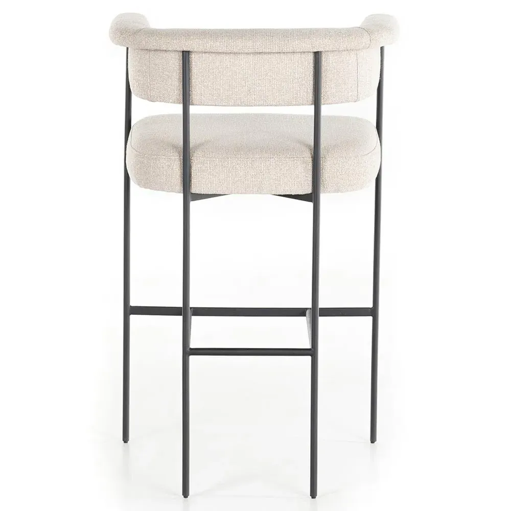 Penelope Barrel Bar Stool - Off White, Iron