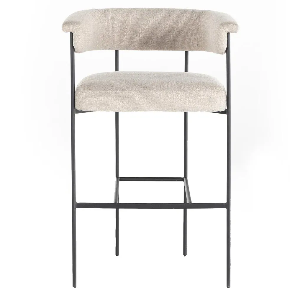 Penelope Barrel Bar Stool - Off White, Iron