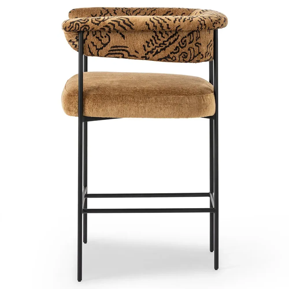 Penelope Barrel Counter Stool - Camel, Iron