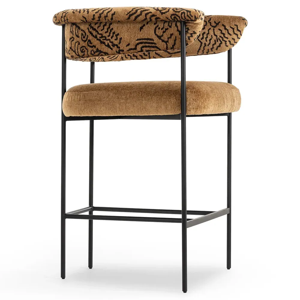 Penelope Barrel Counter Stool - Camel, Iron
