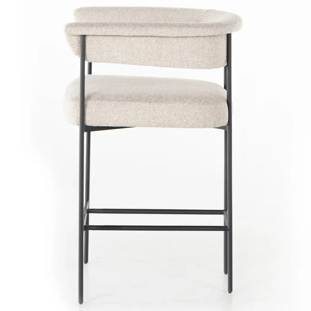 Penelope Barrel Counter Stool - Off White, Iron