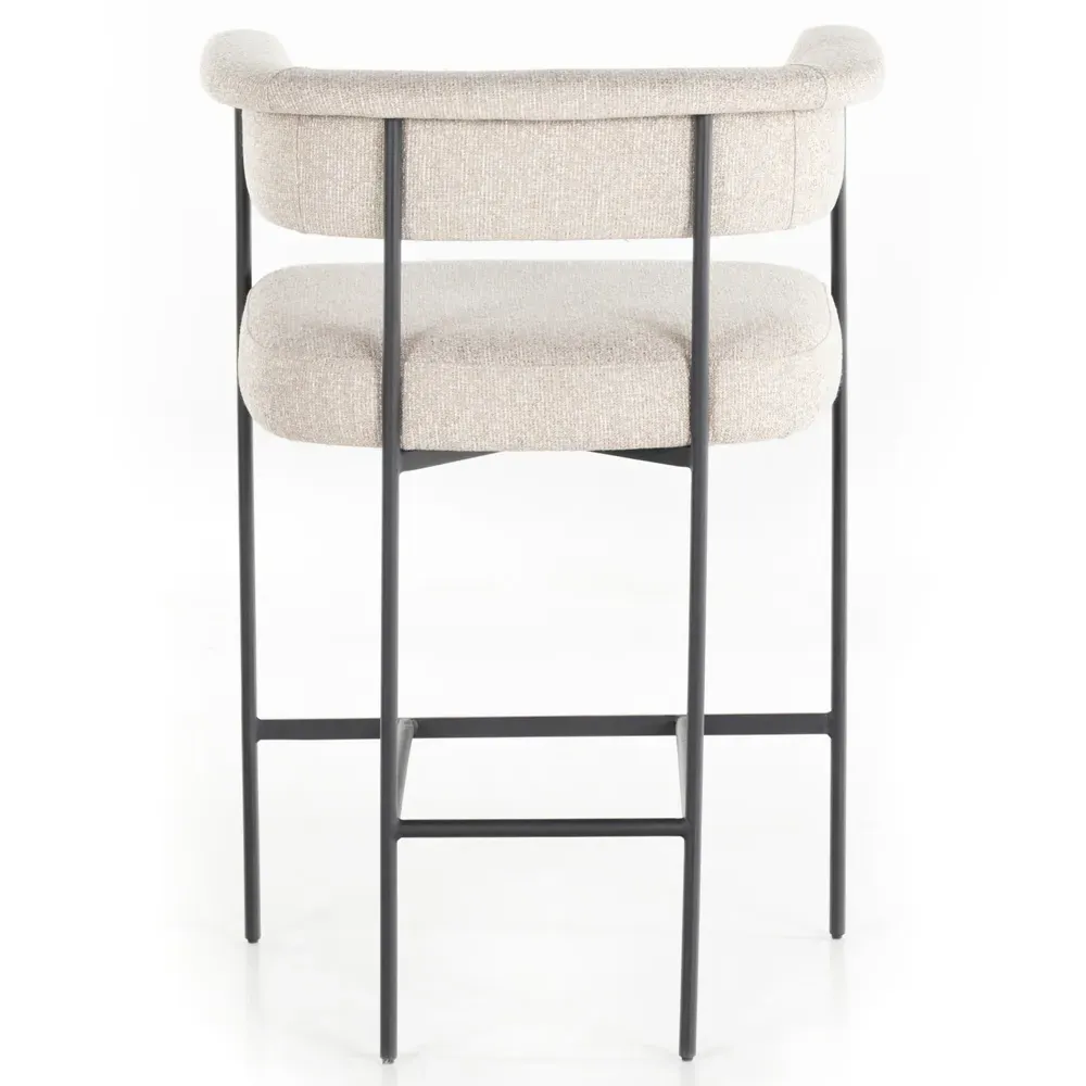 Penelope Barrel Counter Stool - Off White, Iron