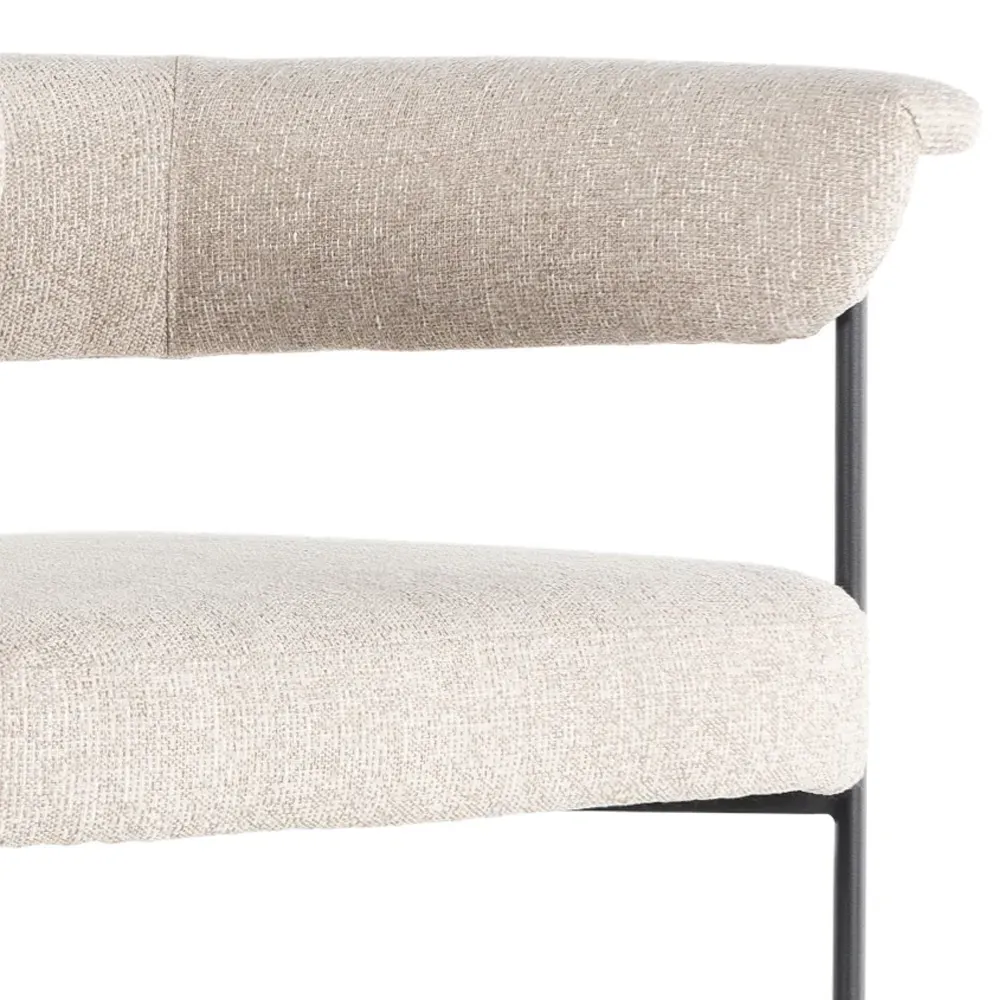 Penelope Barrel Counter Stool - Off White, Iron