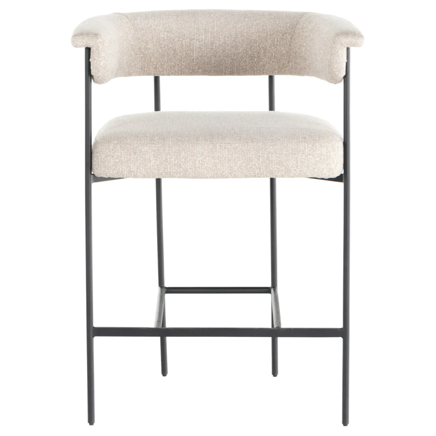 Penelope Barrel Counter Stool - Off White, Iron