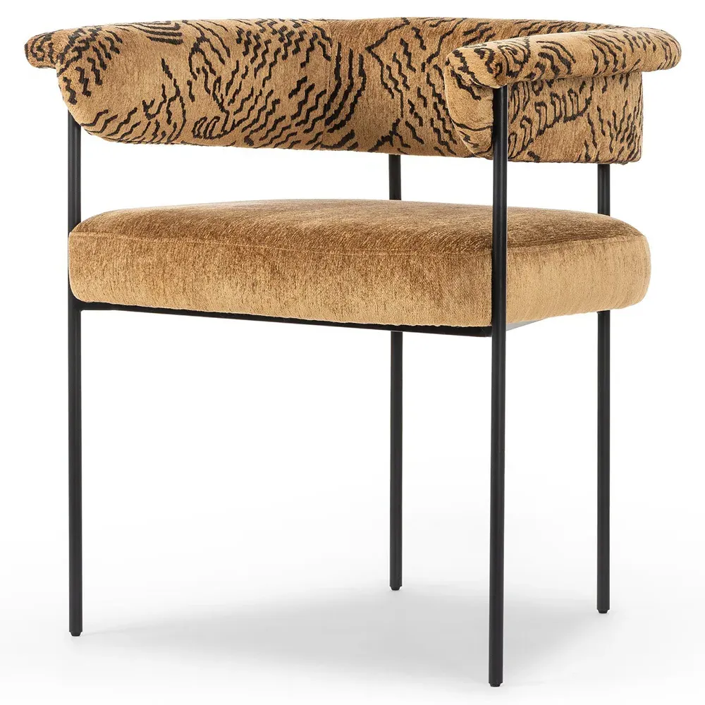 Penelope Barrel Dining Arm Chair - Camel, Iron