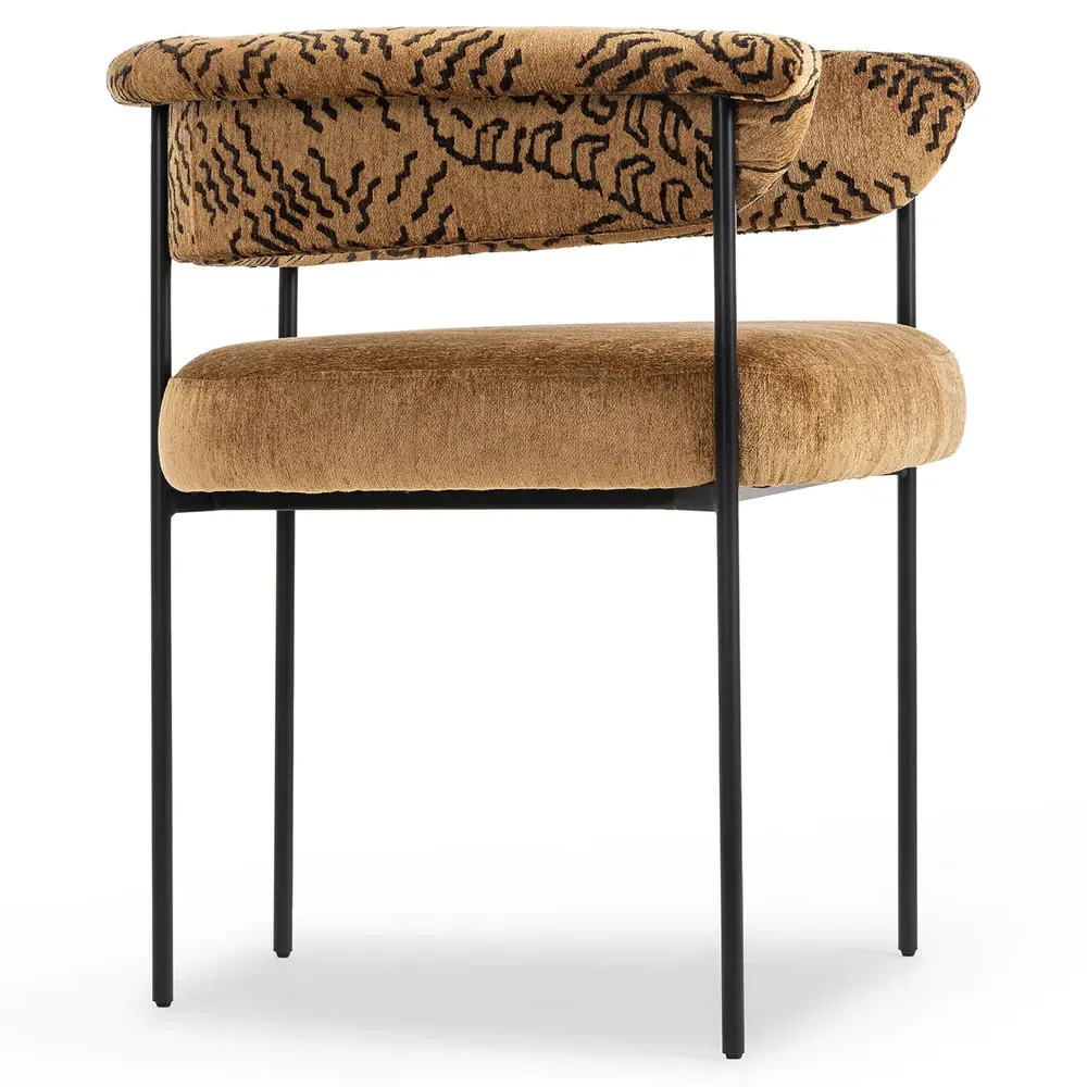 Penelope Barrel Dining Arm Chair - Camel, Iron