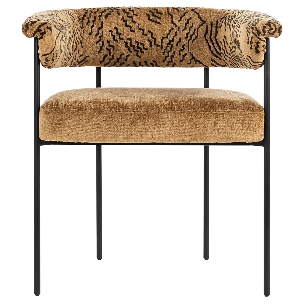 Penelope Barrel Dining Arm Chair - Camel, Iron