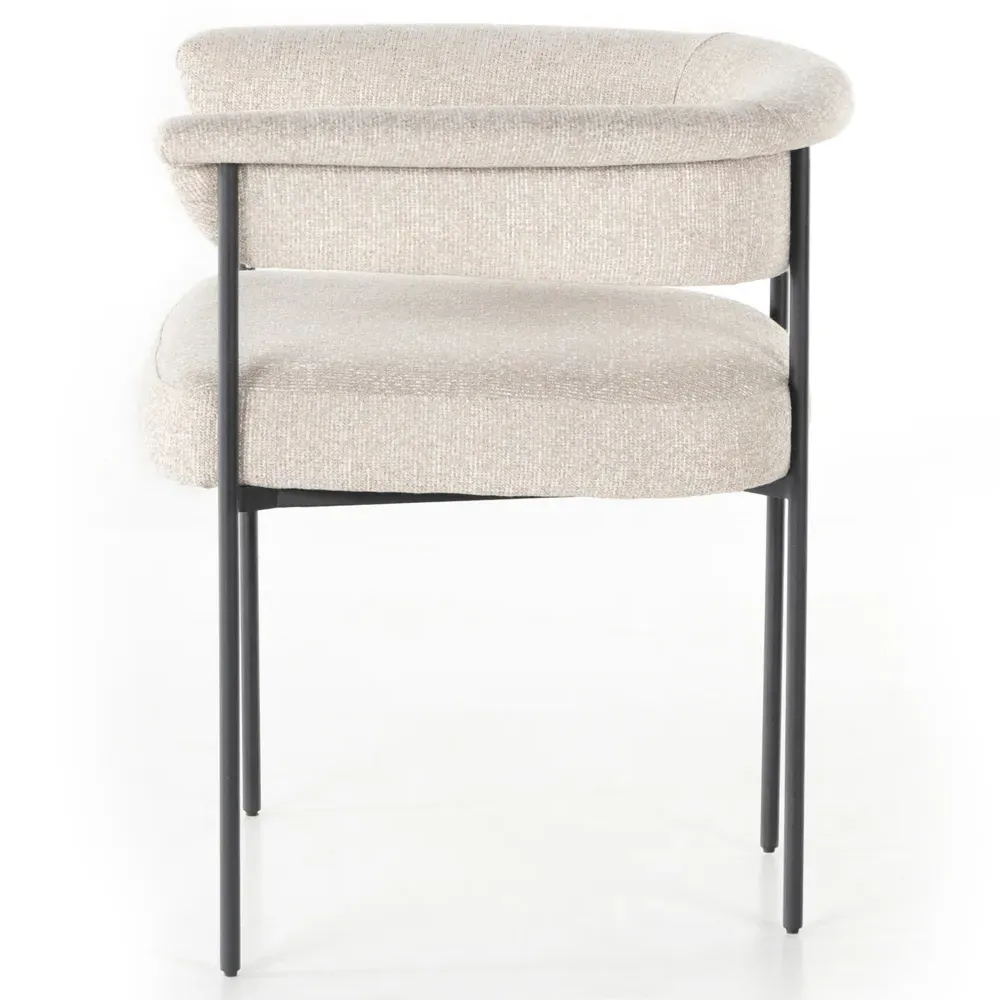 Penelope Barrel Dining Arm Chair - Off White, Iron