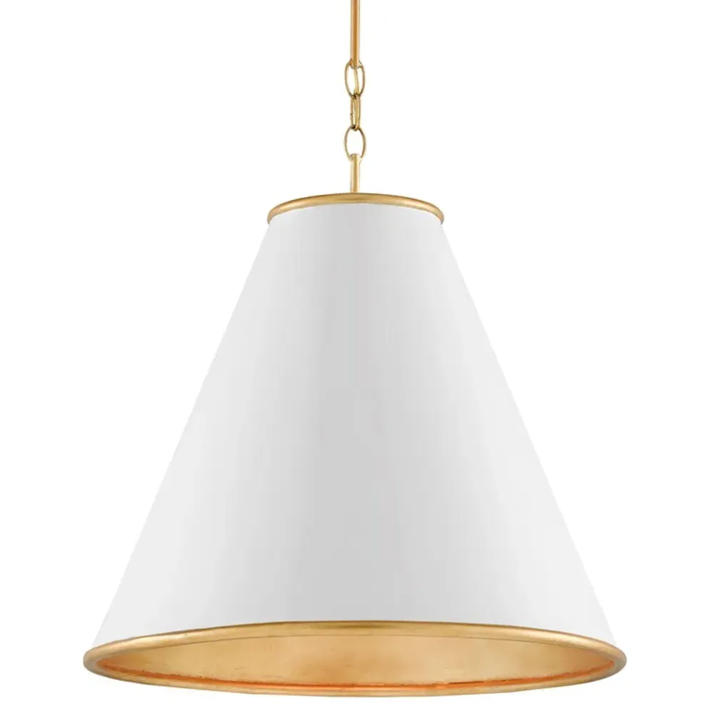 Penelope Small Cone Pendant Light - White, Iron