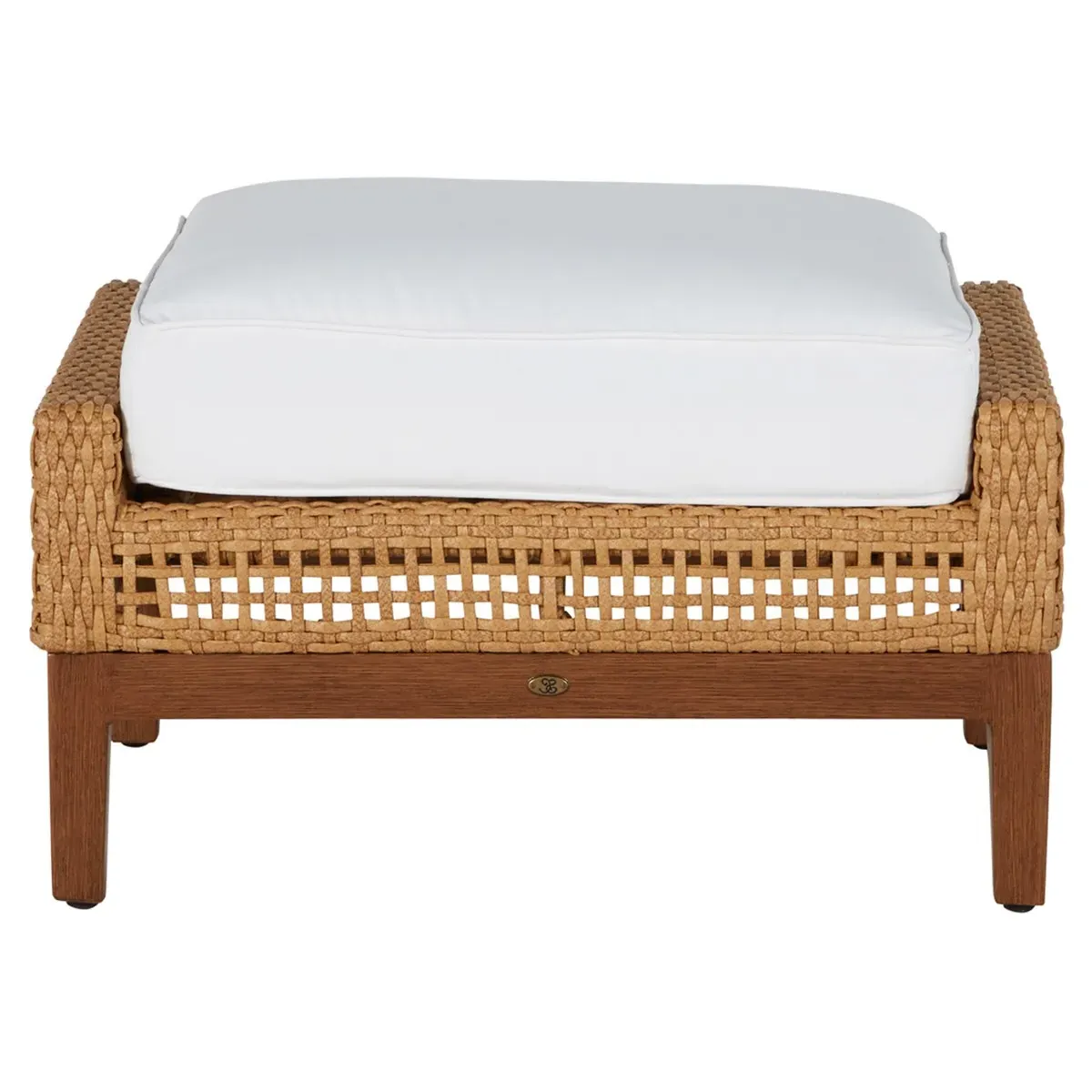 Peninsula Coastal Beach Woven Wicker Outdoor Ottoman - Brown