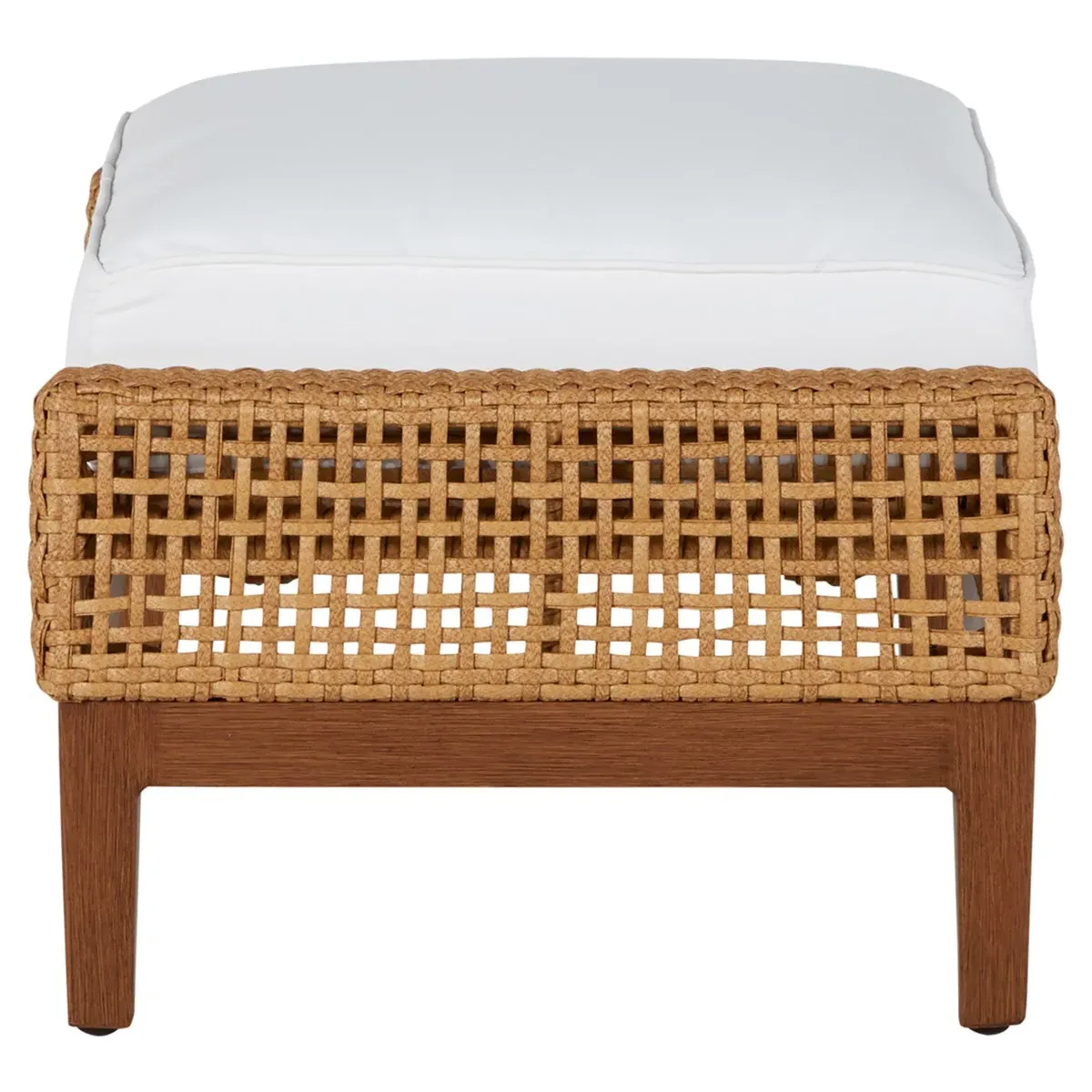 Peninsula Coastal Beach Woven Wicker Outdoor Ottoman - Brown
