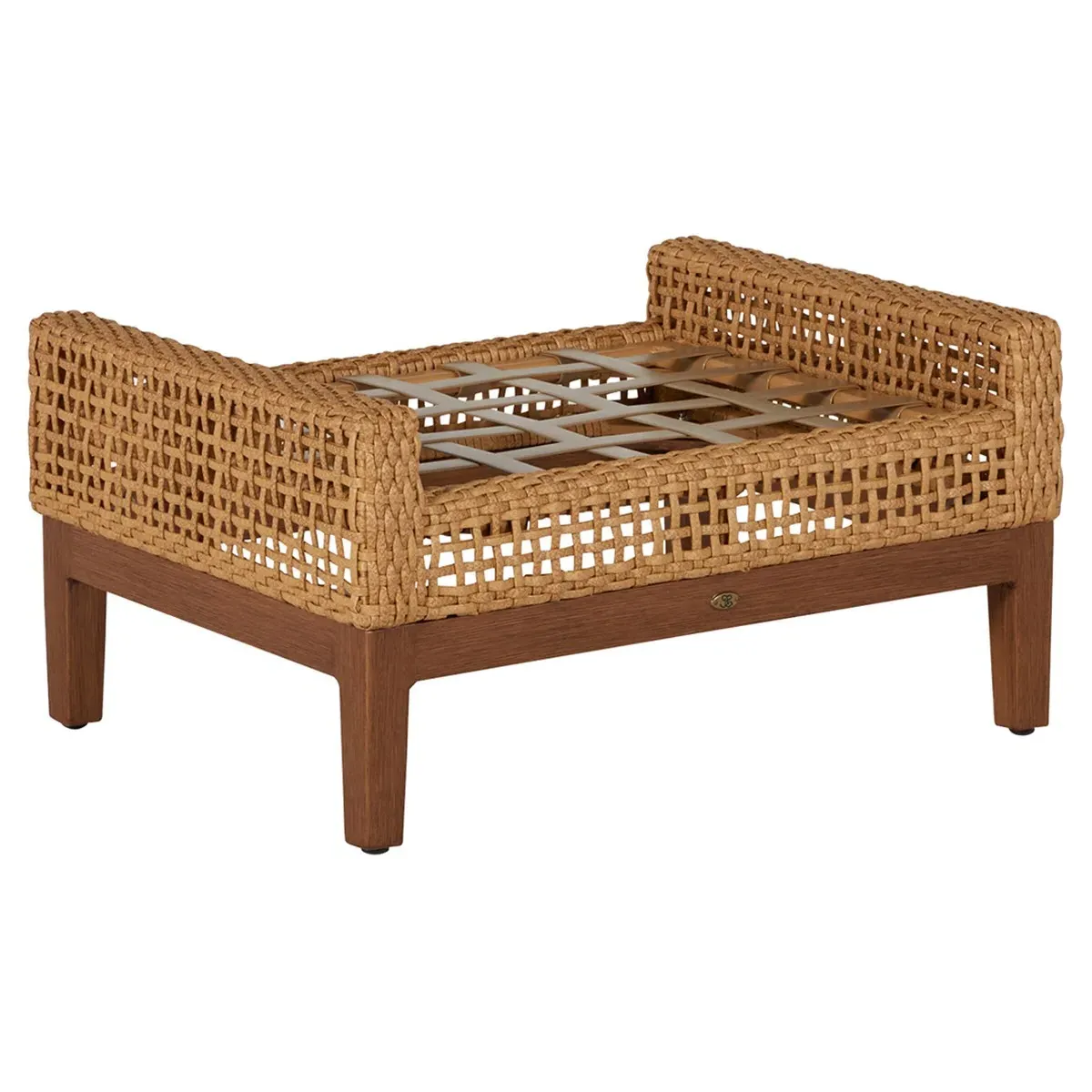 Peninsula Coastal Beach Woven Wicker Outdoor Ottoman - Brown