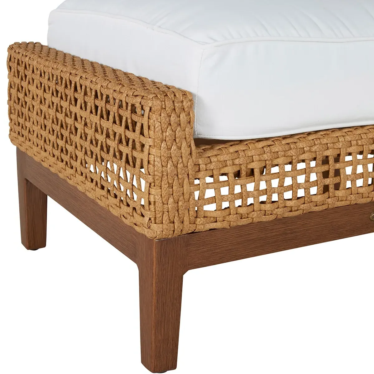 Peninsula Coastal Beach Woven Wicker Outdoor Ottoman - Brown