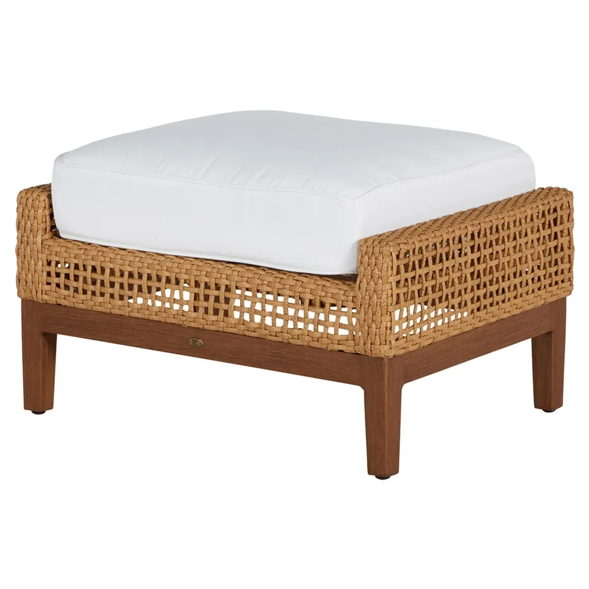 Peninsula Coastal Beach Woven Wicker Outdoor Ottoman - Brown image