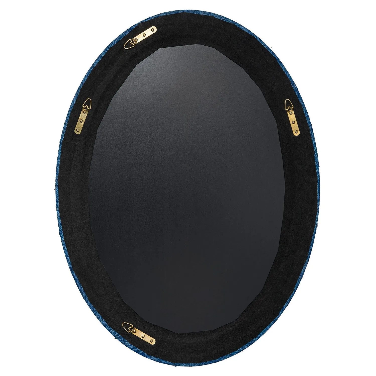 Percy Oval Wall Mirror - Blue, Raffia