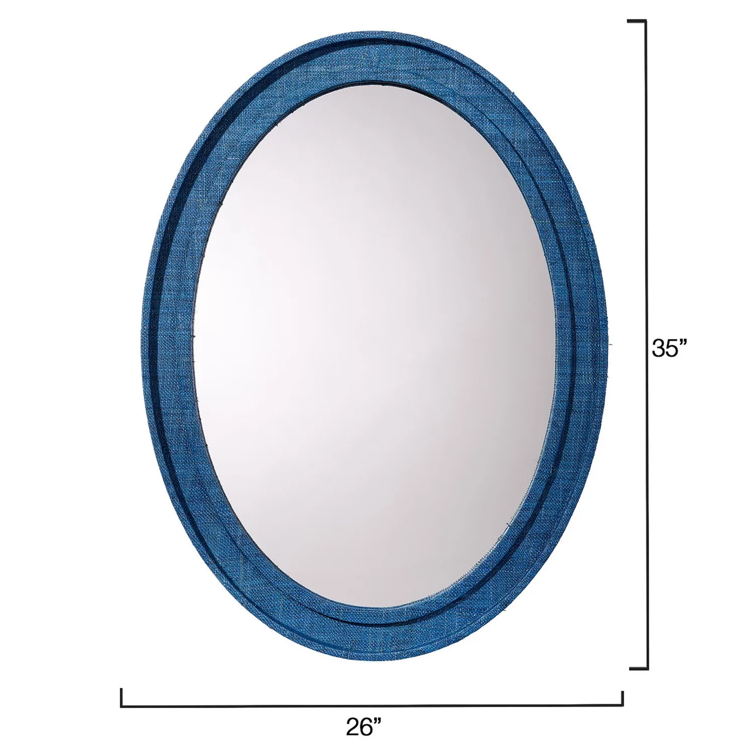 Percy Oval Wall Mirror - Blue, Raffia