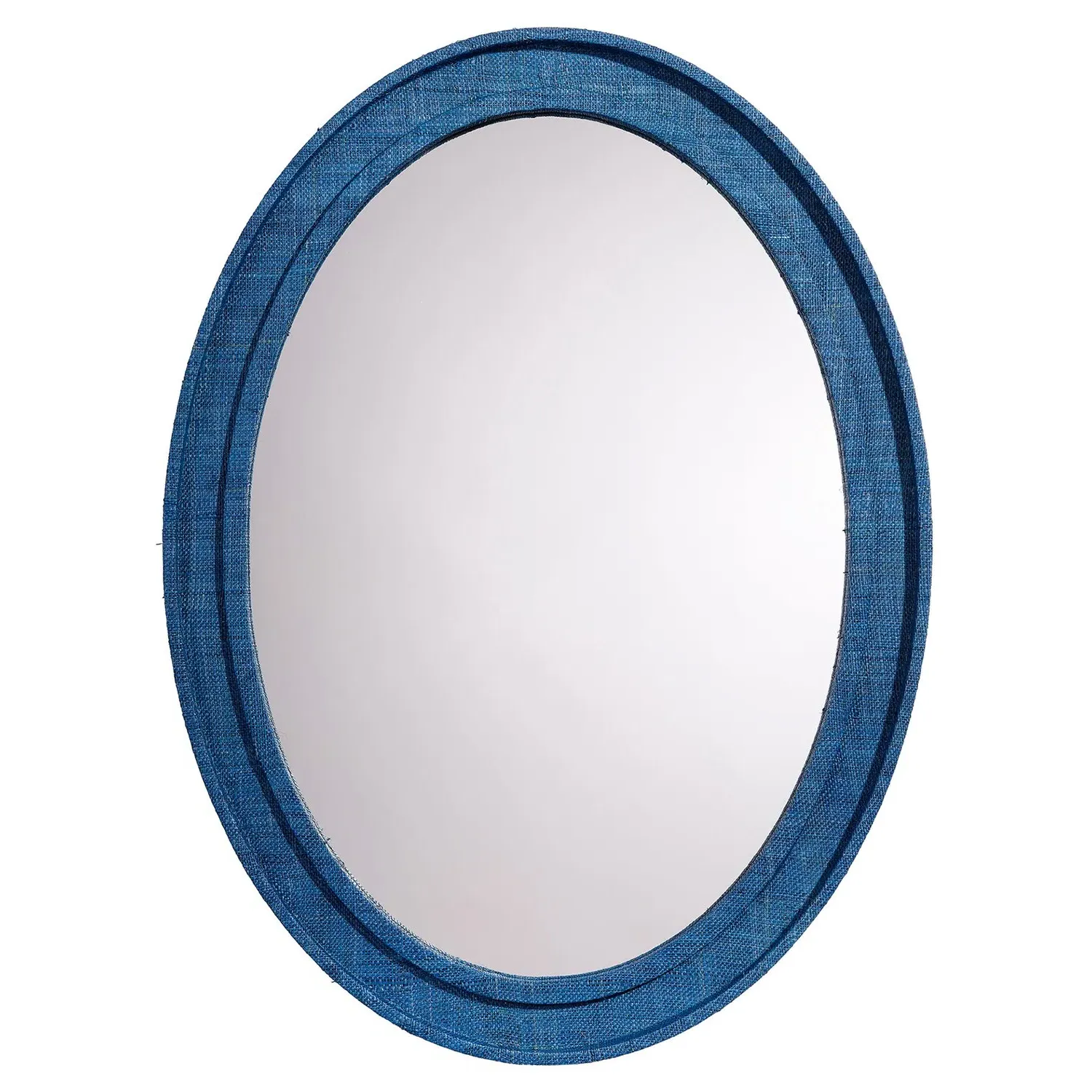 Percy Oval Wall Mirror - Blue, Raffia image