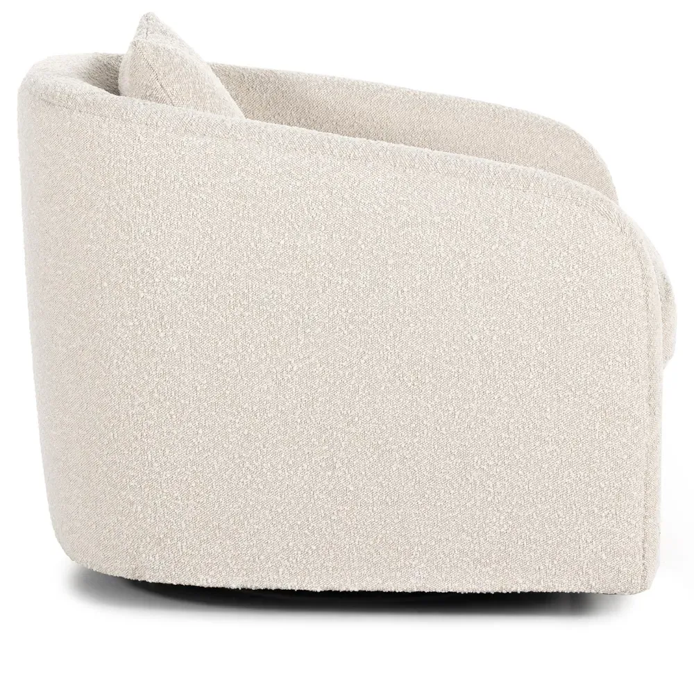 Perrin Swivel Barrel Chair - Beige, Boucle