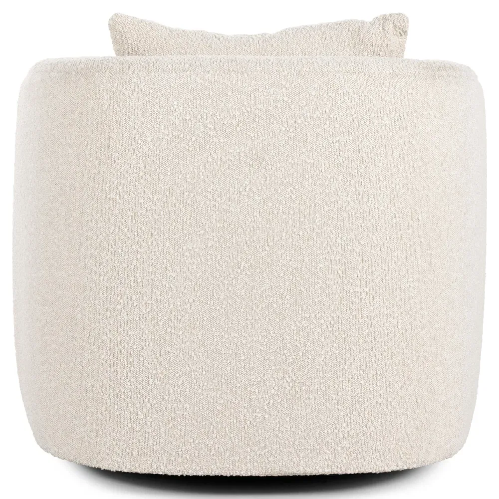 Perrin Swivel Barrel Chair - Beige, Boucle