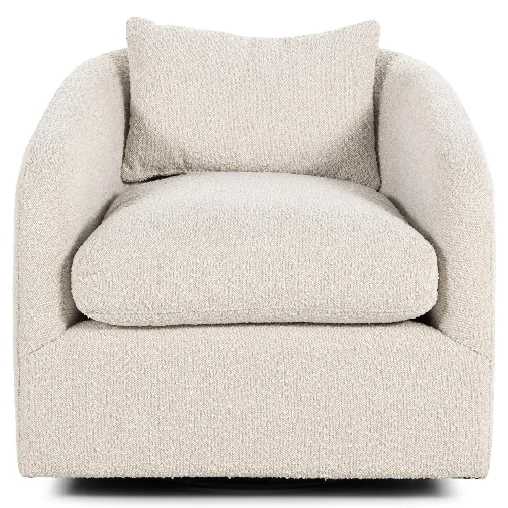 Perrin Swivel Barrel Chair - Beige, Boucle image