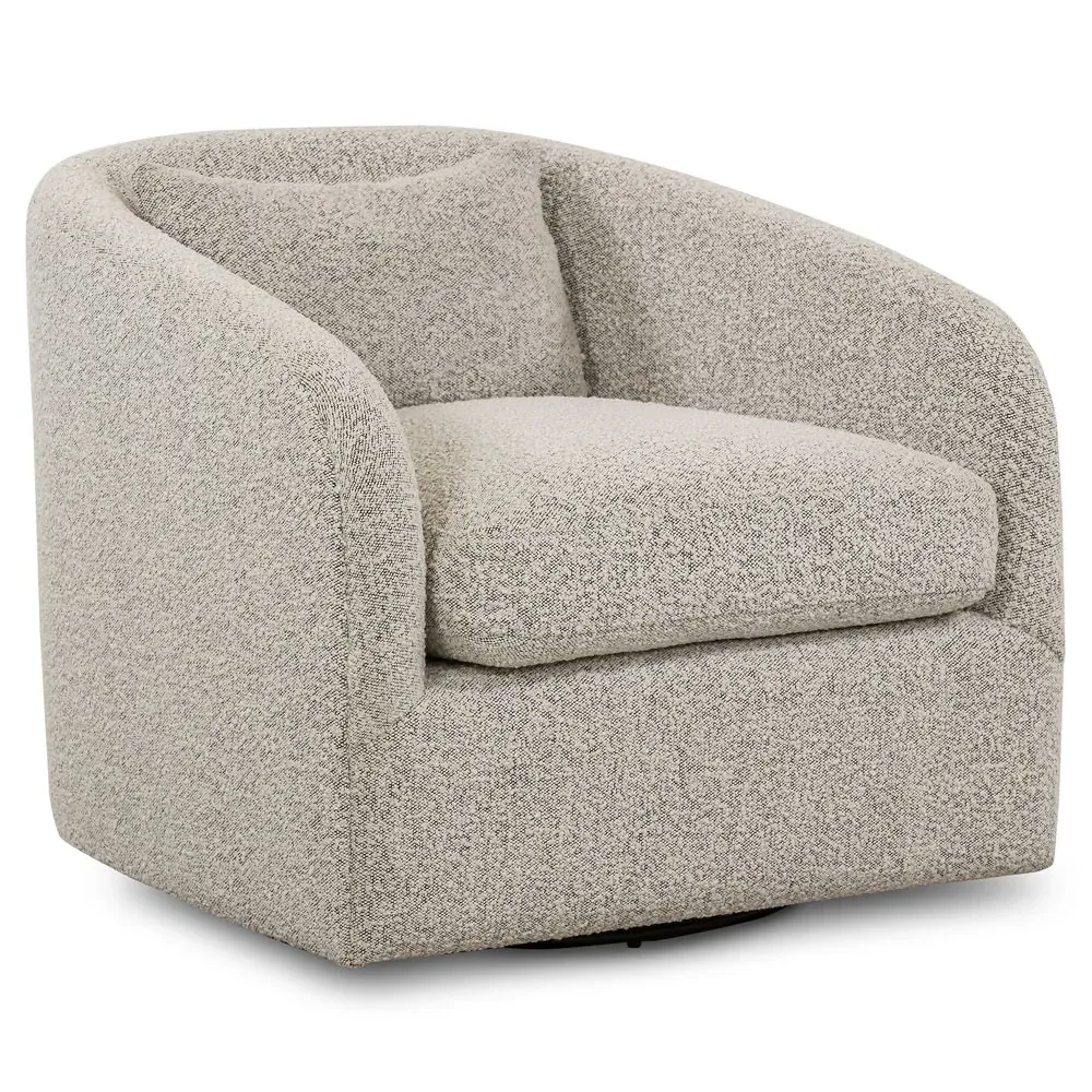 Perrin Swivel Barrel Chair - Grey, Boucle