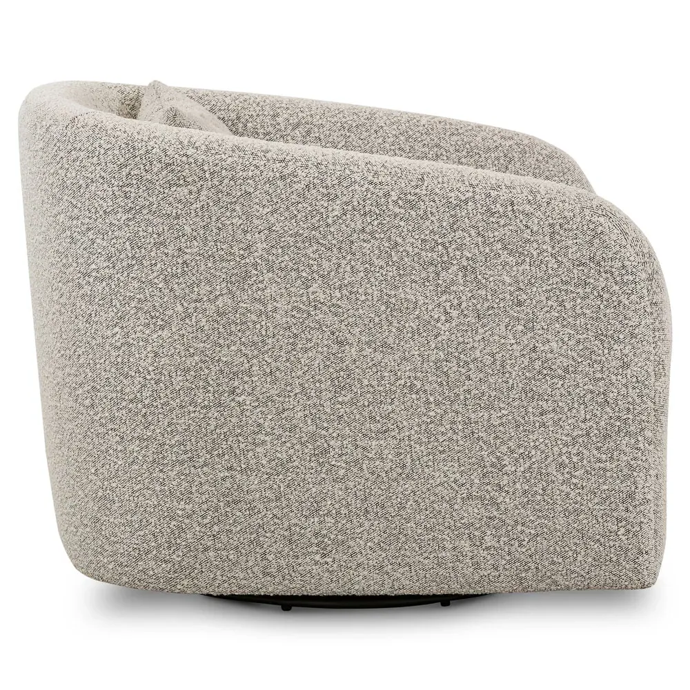 Perrin Swivel Barrel Chair - Grey, Boucle
