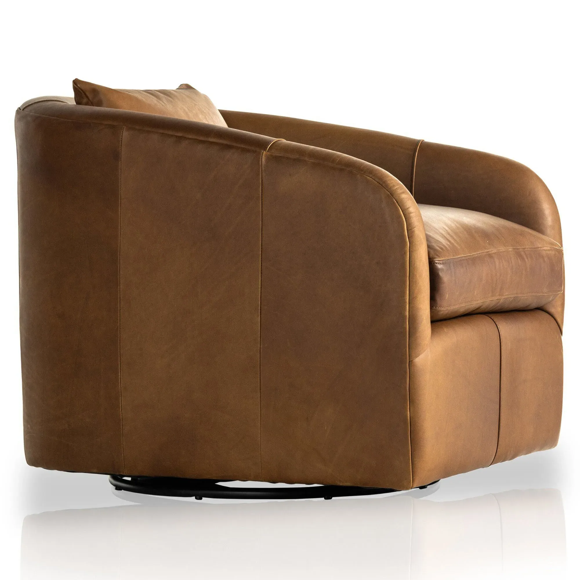 Perrin Swivel Chair - Brown, Leather