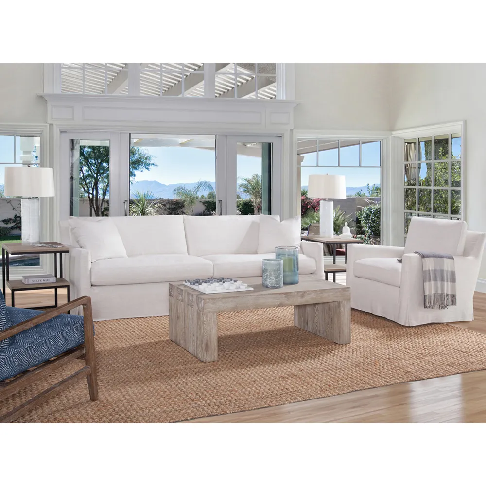 Perry Coastal Beach Slipcovered Sofa - Cream