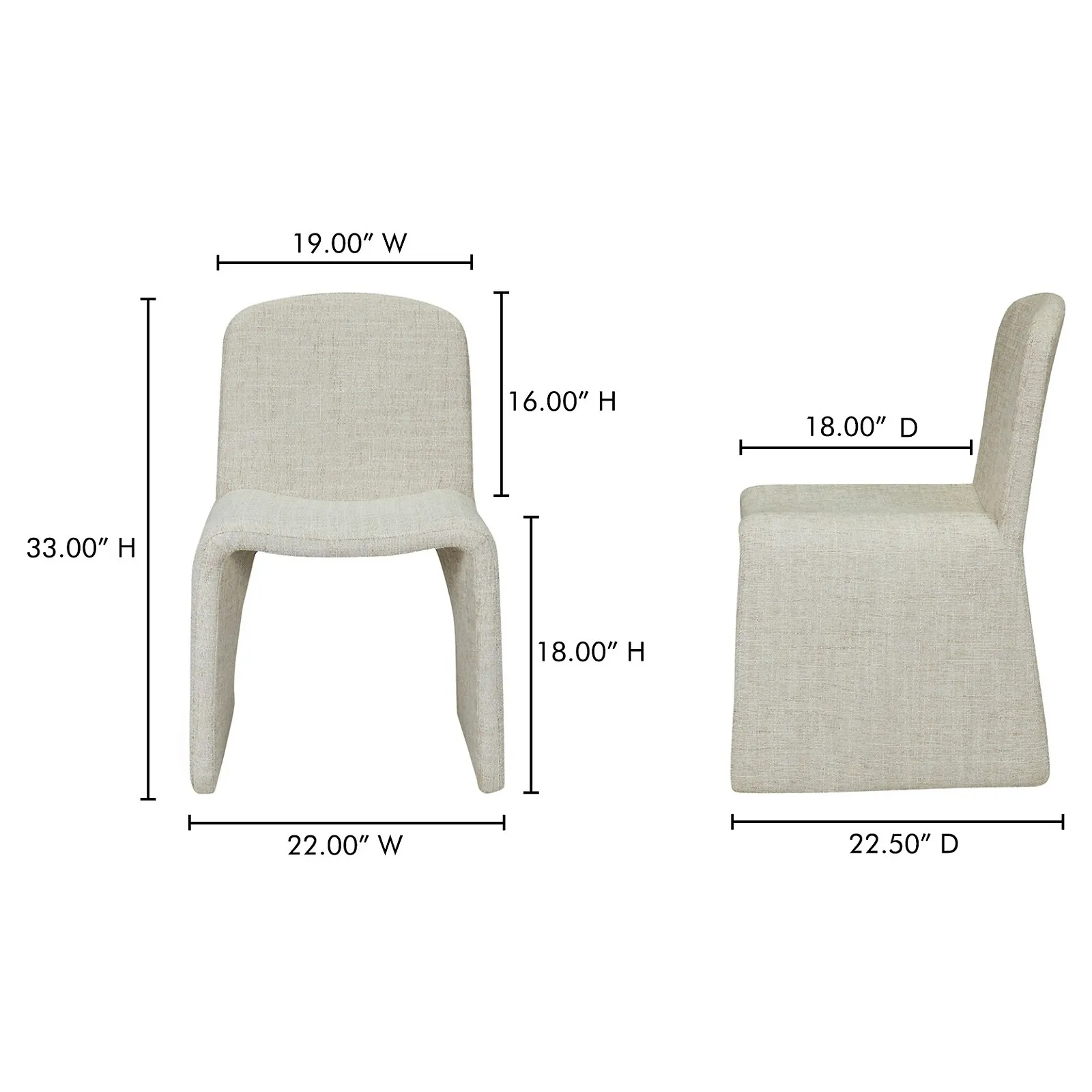 Perry Dining Chair - Beige, Polyester