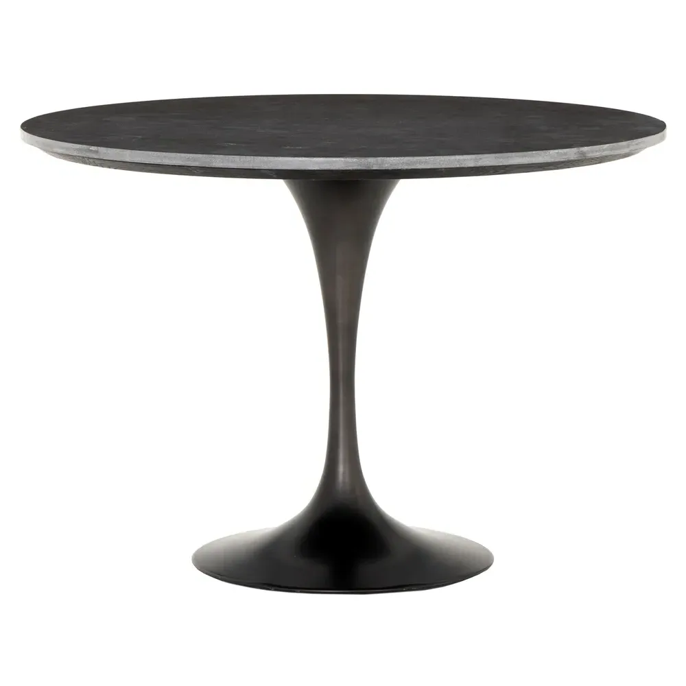 Perry Round Dining Table - Black, Bluestone