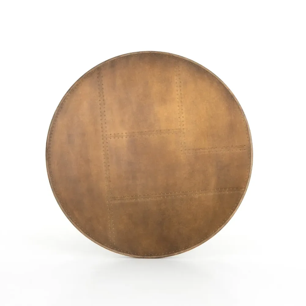 Perry Round Dining Table - Brass Clad, Oak