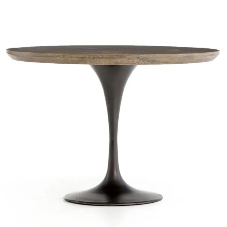 Perry Round Dining Table - Brass Clad, Oak image