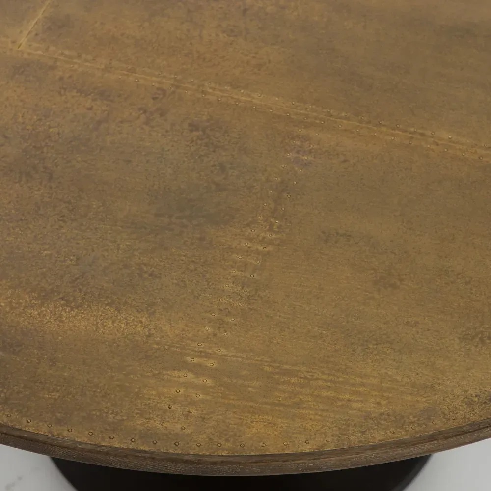 Perry Round Dining Table - Brass Clad, Oak