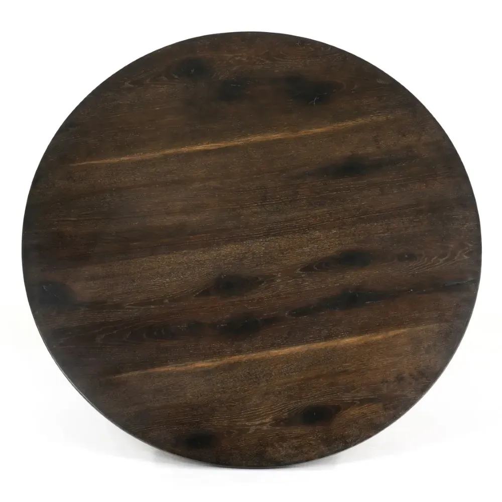 Perry Round Dining Table - Dark Oak, Iron
