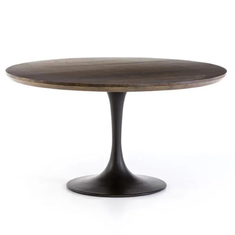 Perry Round Dining Table - Dark Oak, Iron