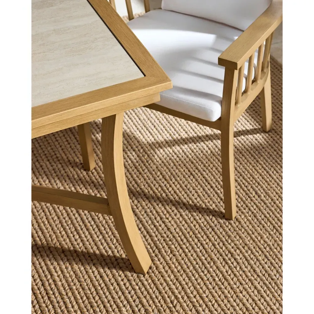 Perryn Rectangular Outdoor Dining Table - Brown, Stone