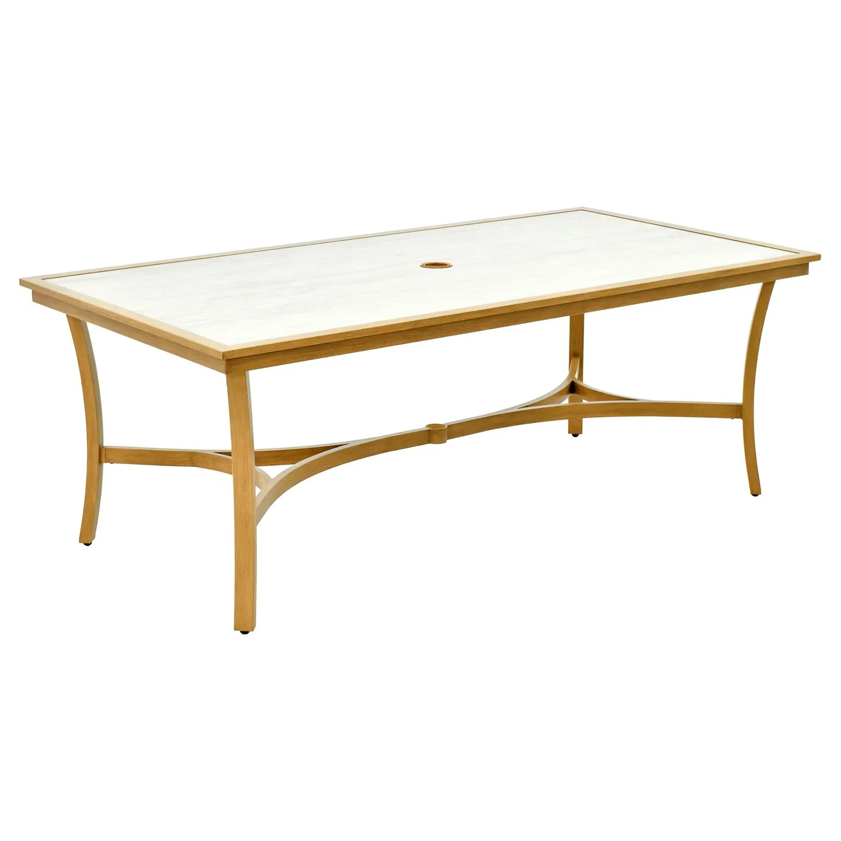 Perryn Rectangular Outdoor Dining Table - Brown, Stone