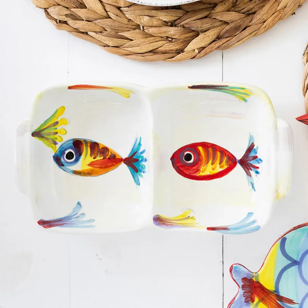 Pesci Colorati 2-Part Serving Platter - White, Ceramic