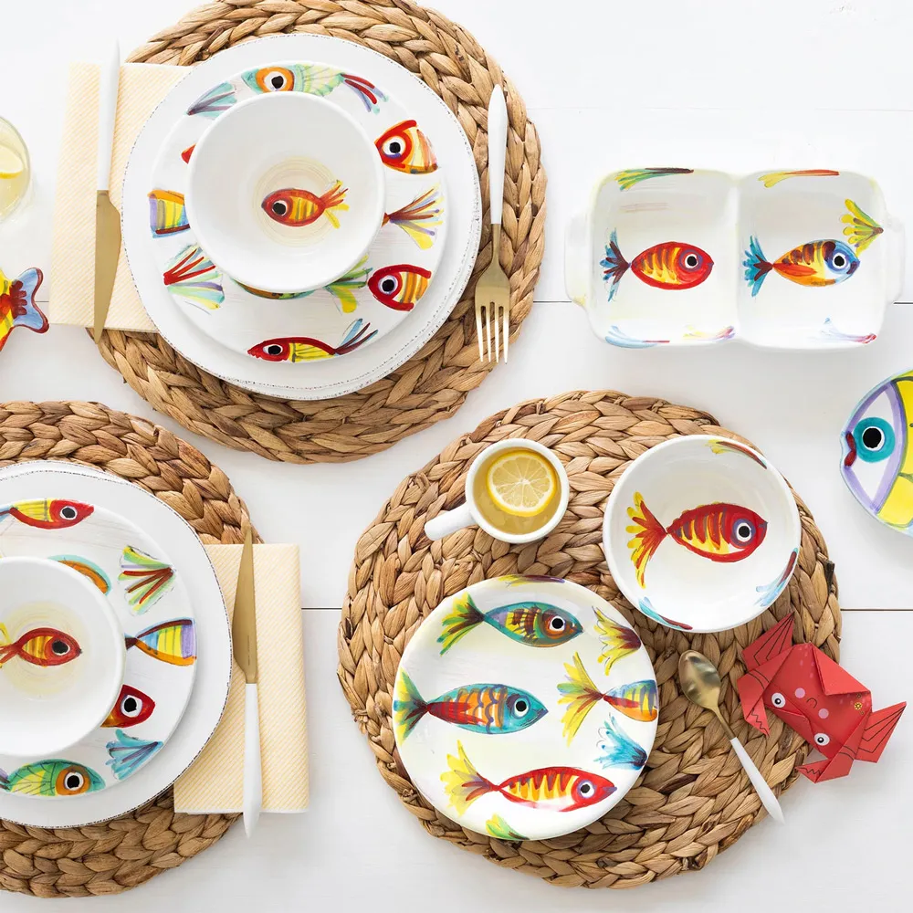 Pesci Colorati 2-Part Serving Platter - White, Ceramic