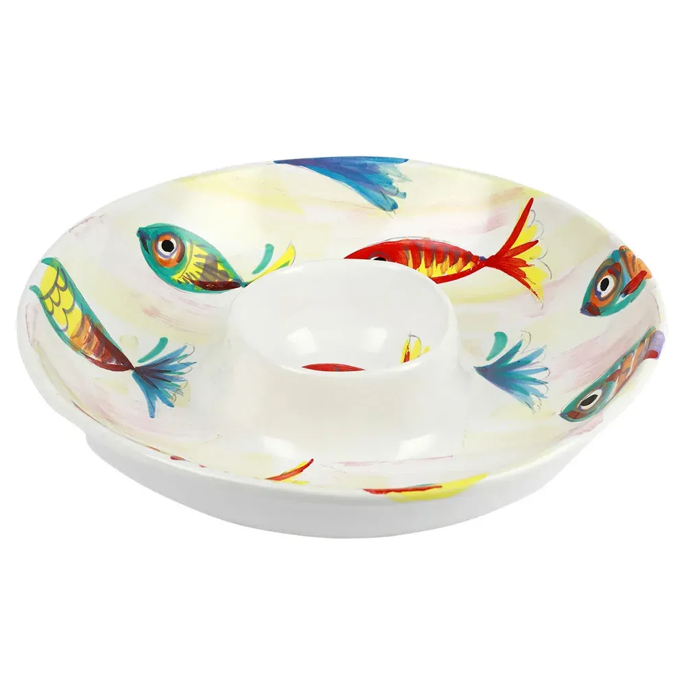 Pesci Colorati Chip and Dip Platter - White, Ceramic