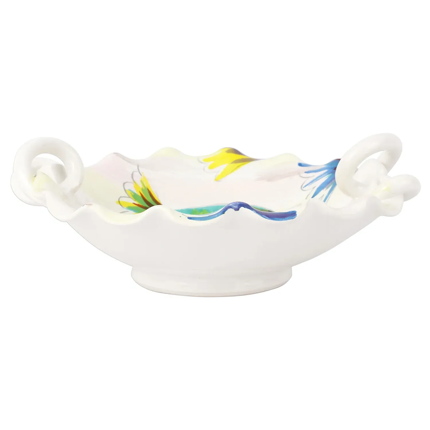 Pesci Colorati Scalloped Serving Bowl - White, Terra Bianca image