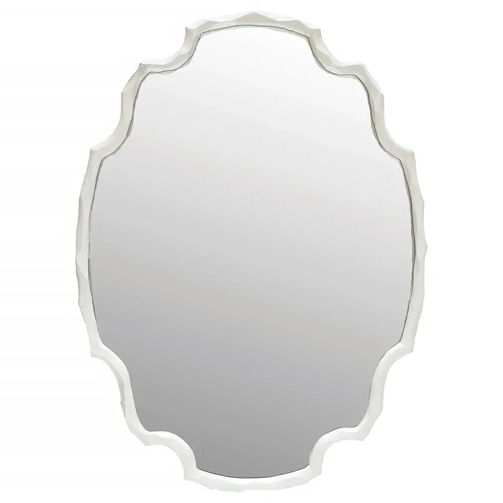 Petal Coastal Oval Wall Mirror - White, Resin image