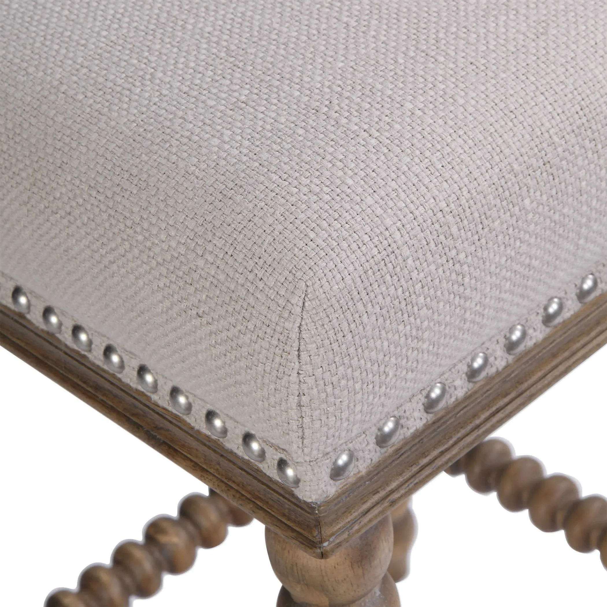 Peter Spindle Counter Stool - Beige, Rubber Wood