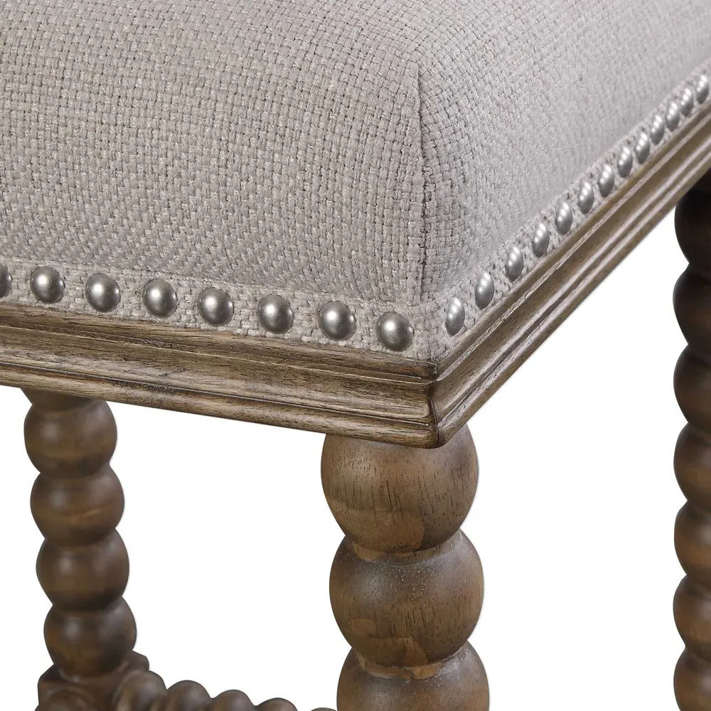 Peter Spindle Counter Stool - Beige, Rubber Wood