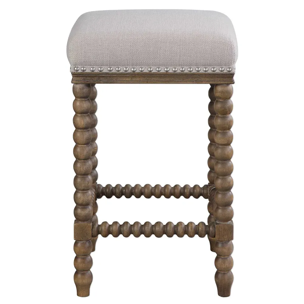 Peter Spindle Counter Stool - Beige, Rubber Wood image