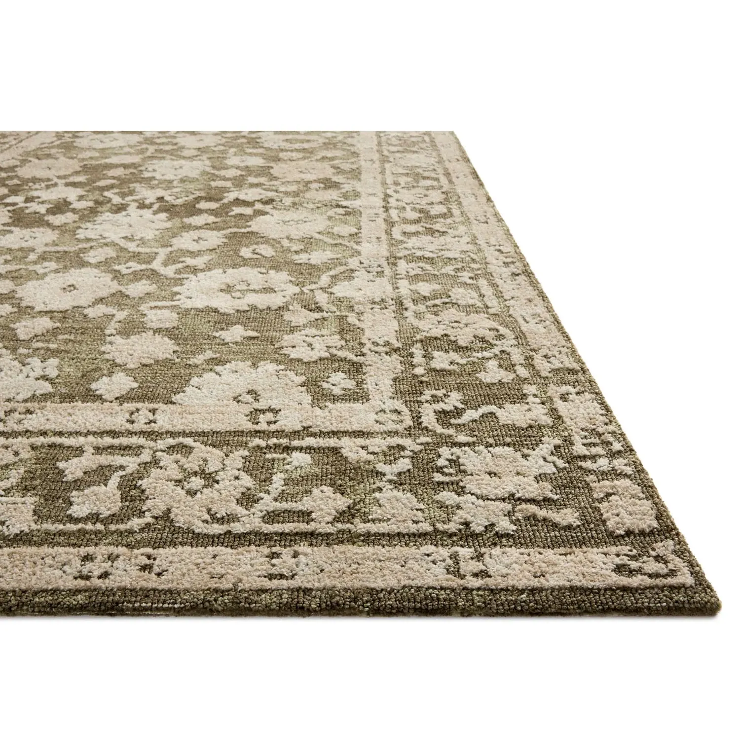 Phileas Oushak Patterned Rug - Green, Polyester