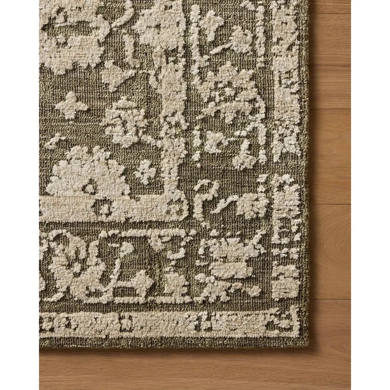 Phileas Oushak Patterned Rug Sample - Green, Polyester