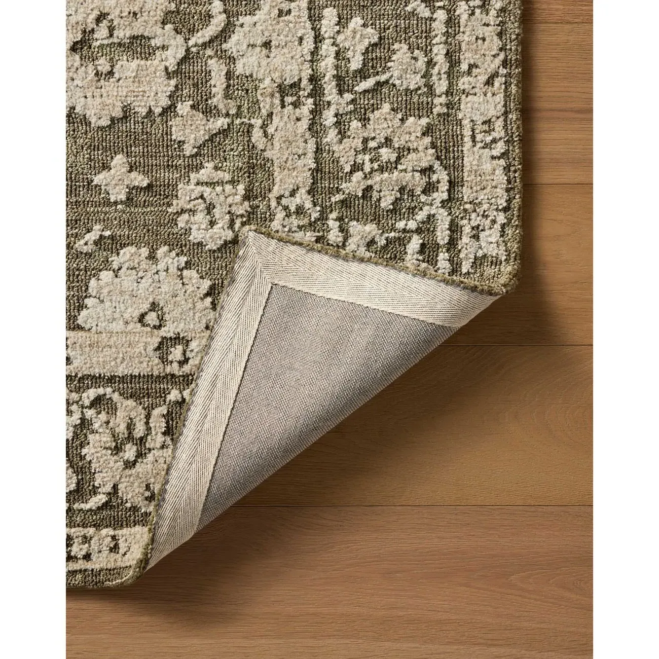 Phileas Oushak Patterned Rug Sample - Green, Polyester